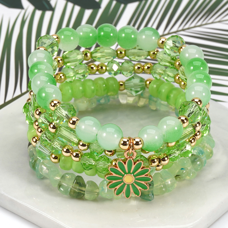 Бохемска гривна с висулка във формата на цвете, стъклени мънисти, електроплатиране, многослойна за жени