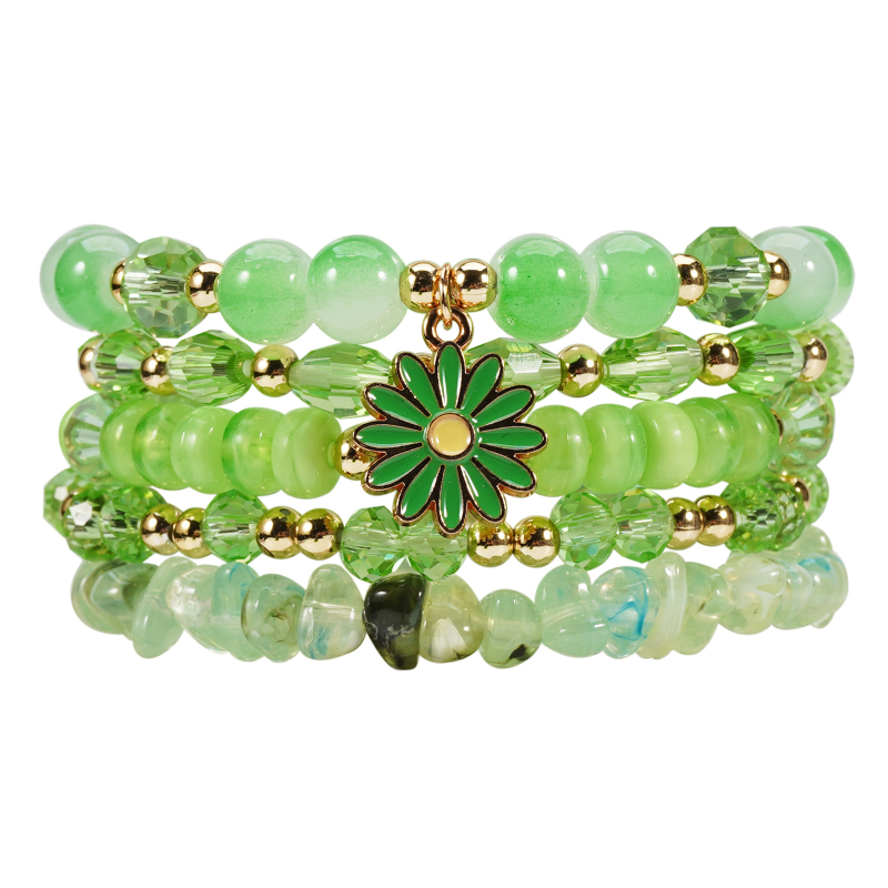 Бохемска гривна с висулка във формата на цвете, стъклени мънисти, електроплатиране, многослойна за жени