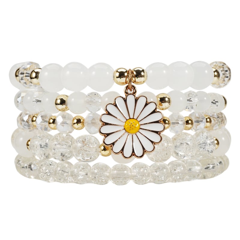 Бохемска гривна с висулка във формата на цвете, стъклени мънисти, електроплатиране, многослойна за жени