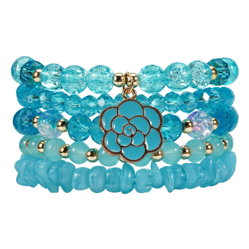 Бохемска гривна с висулка във формата на цвете, стъклени мънисти, електроплатиране, многослойна за жени