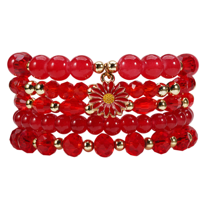 Бохемска гривна с висулка във формата на цвете, стъклени мънисти, електроплатиране, многослойна за жени