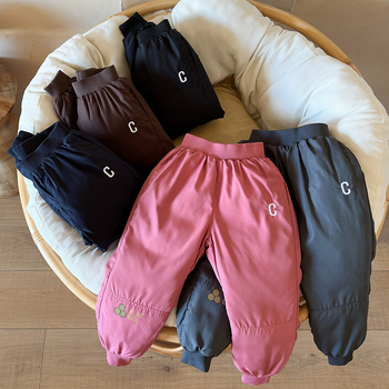 Dječje hlače s perjem - Casual zimske hlače; vanjski materijal 100% poliester; punilo 70% velvet silk, 30% feather silk; za djecu 8+ godina; sezona: zima/jesen