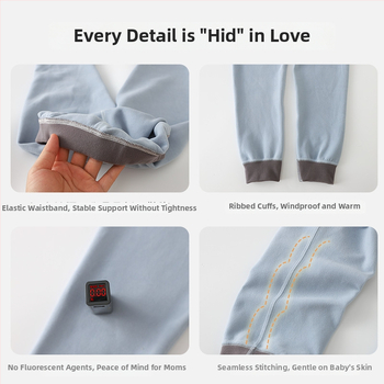 Bērnu termālās bikses pavasarim un rudens sezonai, universālas, Derong audums, 85,8% poliesteris, vidēja augstuma josta, elastīga josta, bez starpsienas atvēruma, piemērots 3–8 gadu vecumam