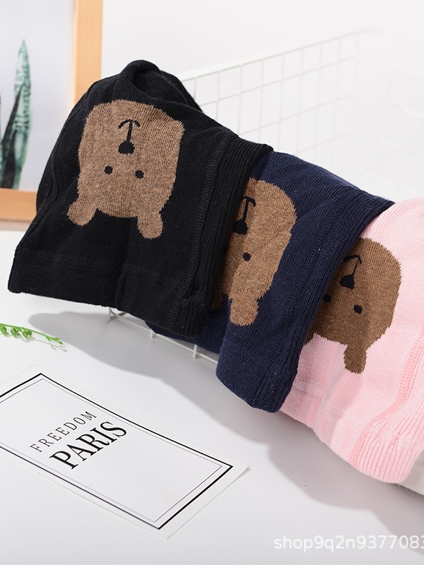 Unisex bērnu legingas ar augstu vidukli un lāča rakstu, 86% kokvilna, 14% elastāns, vecums 1–3 gadi