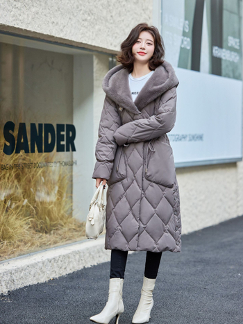 Дамско памучно подплатено яке с пълнеж полиестер-памук, полиестерна материя, V‑образно деколте с изкуствен косъм, цип