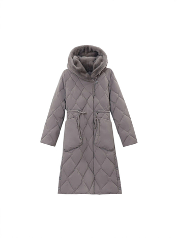 Дамско памучно подплатено яке с пълнеж полиестер-памук, полиестерна материя, V‑образно деколте с изкуствен косъм, цип