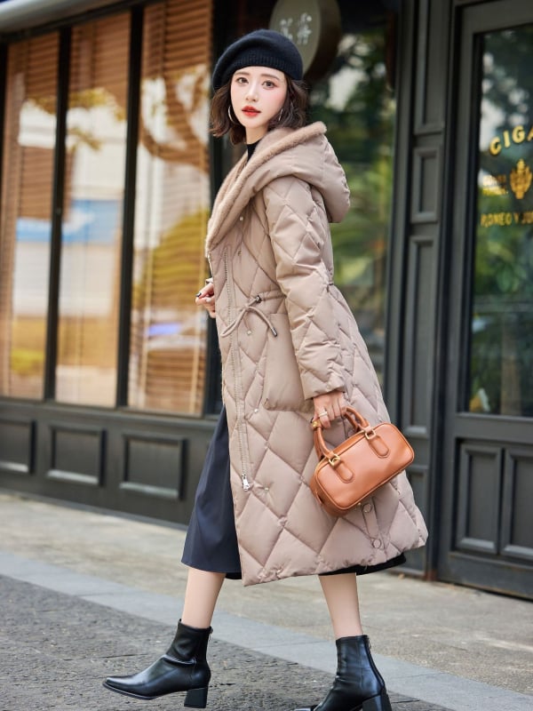 Дамско памучно подплатено яке с пълнеж полиестер-памук, полиестерна материя, V‑образно деколте с изкуствен косъм, цип