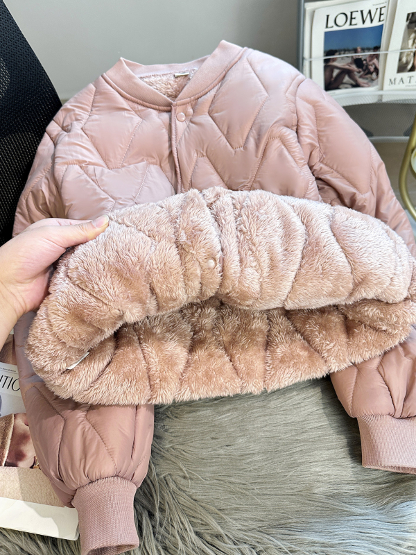 Дамско късо Chenille памук палто с подплата от плюш, поло яка, дълги ръкави, еднобортно закопчаване, пълнеж изкуствен коприна-памук, Зима 2025