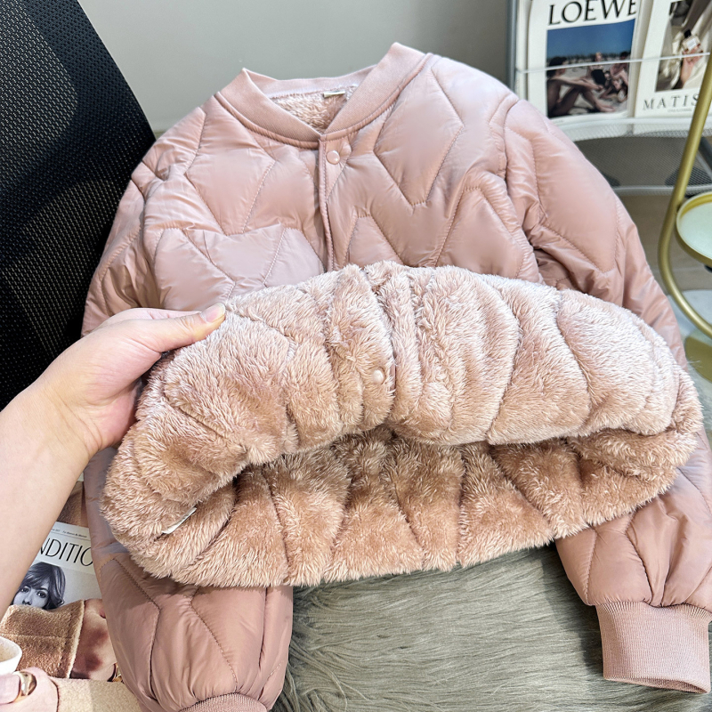 Дамско късо Chenille памук палто с подплата от плюш, поло яка, дълги ръкави, еднобортно закопчаване, пълнеж изкуствен коприна-памук, Зима 2025