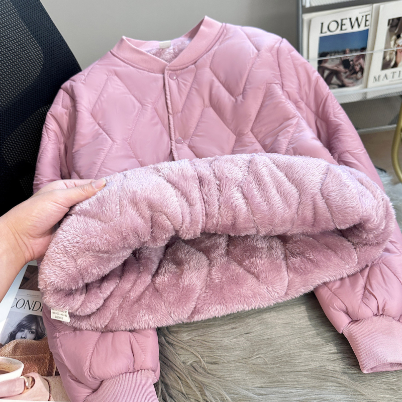 Дамско късо Chenille памук палто с подплата от плюш, поло яка, дълги ръкави, еднобортно закопчаване, пълнеж изкуствен коприна-памук, Зима 2025