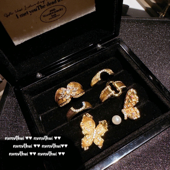 Prsten s lotusovim cvijetom od cirkonija, francuski retro stil