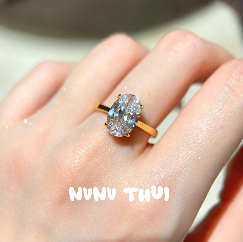 Prsten s lotusovim cvijetom od cirkonija, francuski retro stil