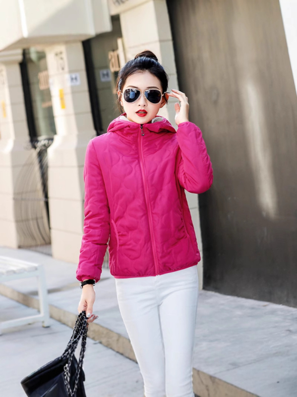 Дамско палто с качулка, подплатено полиестер, средна дължина, цип за закопчаване, редовна кройка