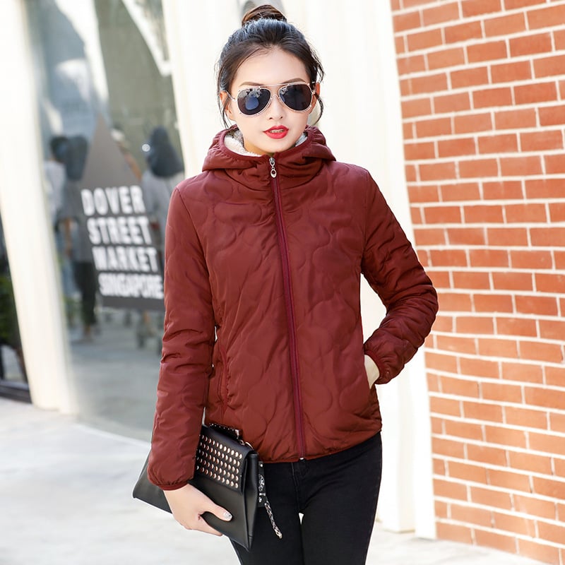 Дамско палто с качулка, подплатено полиестер, средна дължина, цип за закопчаване, редовна кройка