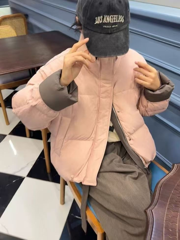 Памучно палто, корейски стил, полиестерна външна материя, пълнеж от имитационен коприна-памук, стойкова яка и цип