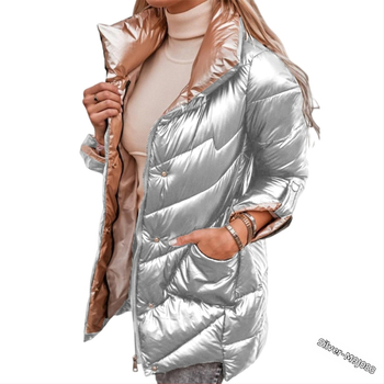 Памучно-пухено палто с дълги ръкави, свободна кройка, цип за закопчаване, пълнеж полиестер-памук, основна материя полиестерни влакна