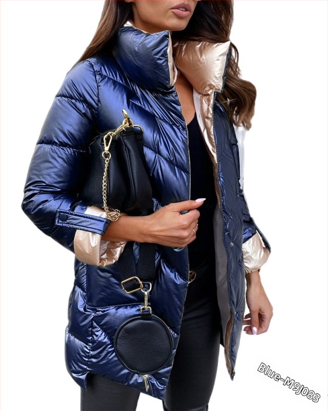 Памучно-пухено палто с дълги ръкави, свободна кройка, цип за закопчаване, пълнеж полиестер-памук, основна материя полиестерни влакна