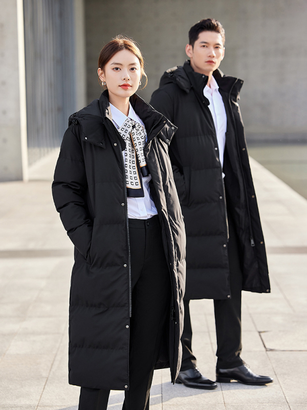 Унисекс палто с качулка, дебело памучно пълнеж, дълга кройка, цип за закопчаване, стягане в талията