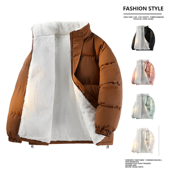 Корейски стил качулано памучно подплатено яке, свободна кройка, цип