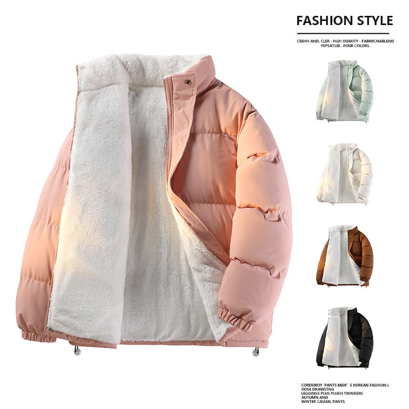 Корейски стил качулано памучно подплатено яке, свободна кройка, цип