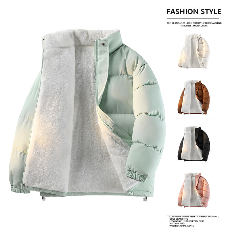 Корейски стил качулано памучно подплатено яке, свободна кройка, цип