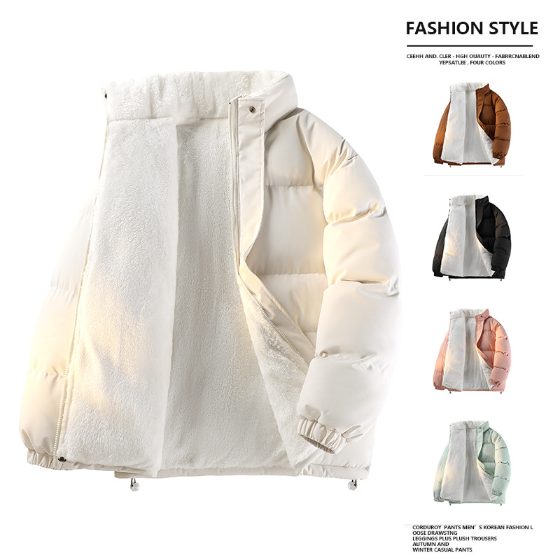 Корейски стил качулано памучно подплатено яке, свободна кройка, цип