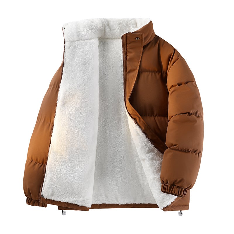 Корейски стил качулано памучно подплатено яке, свободна кройка, цип