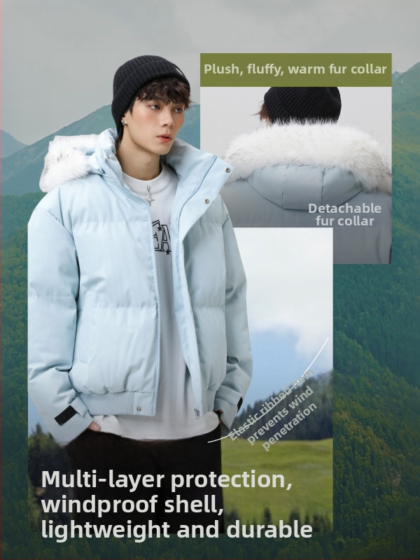 парка с пухена яка и качулка, цип, дебел полиестер пълнеж, джобове с триизмерни апликации