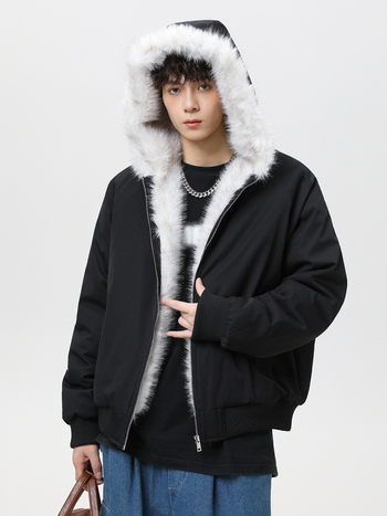 Мъжко камуфлажно яке с качулка, цип и дебела полиестерна изолация