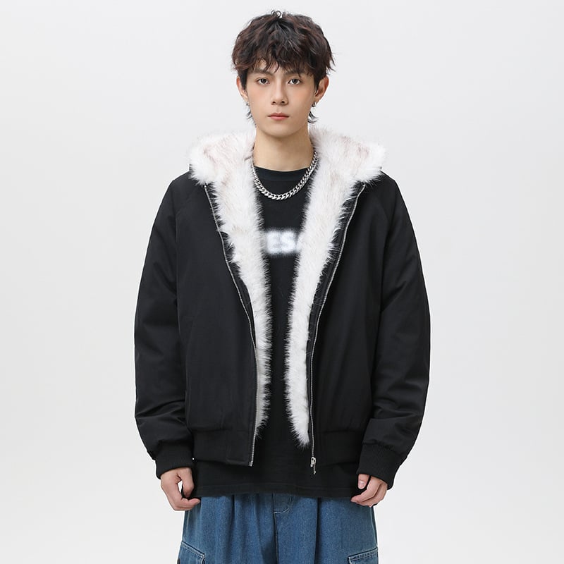 Мъжко камуфлажно яке с качулка, цип и дебела полиестерна изолация