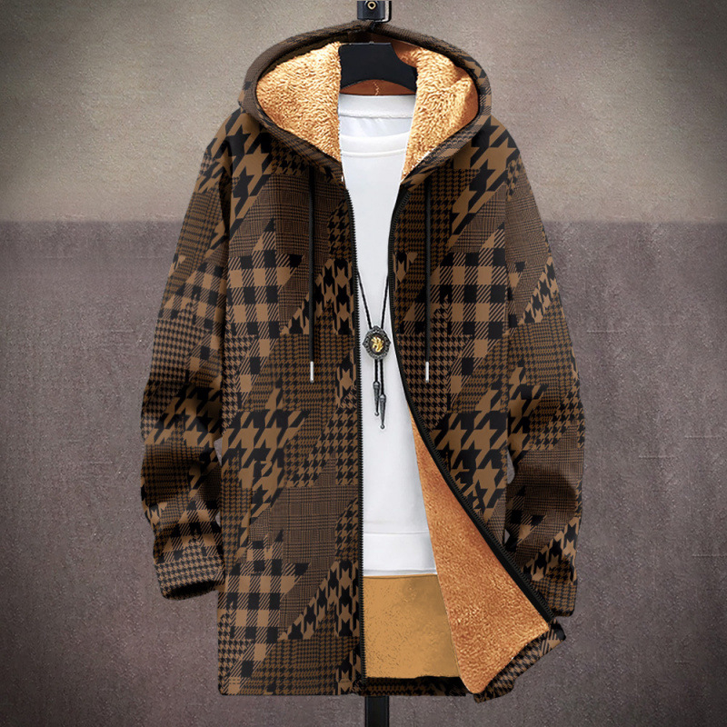 Зимно подплатено яке с качулка, камуфлажен 3D принт, подплата от флийс, полиестер пълнене, джобове патч тип