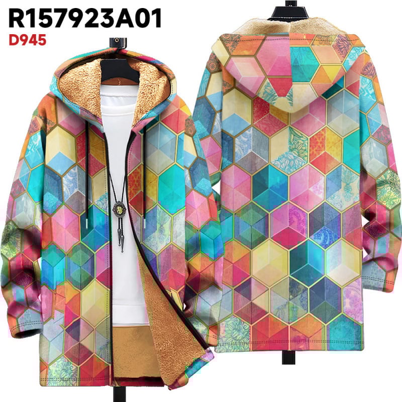 Зимно подплатено яке с качулка, камуфлажен 3D принт, подплата от флийс, полиестер пълнене, джобове патч тип