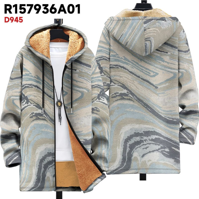 Зимно подплатено яке с качулка, камуфлажен 3D принт, подплата от флийс, полиестер пълнене, джобове патч тип