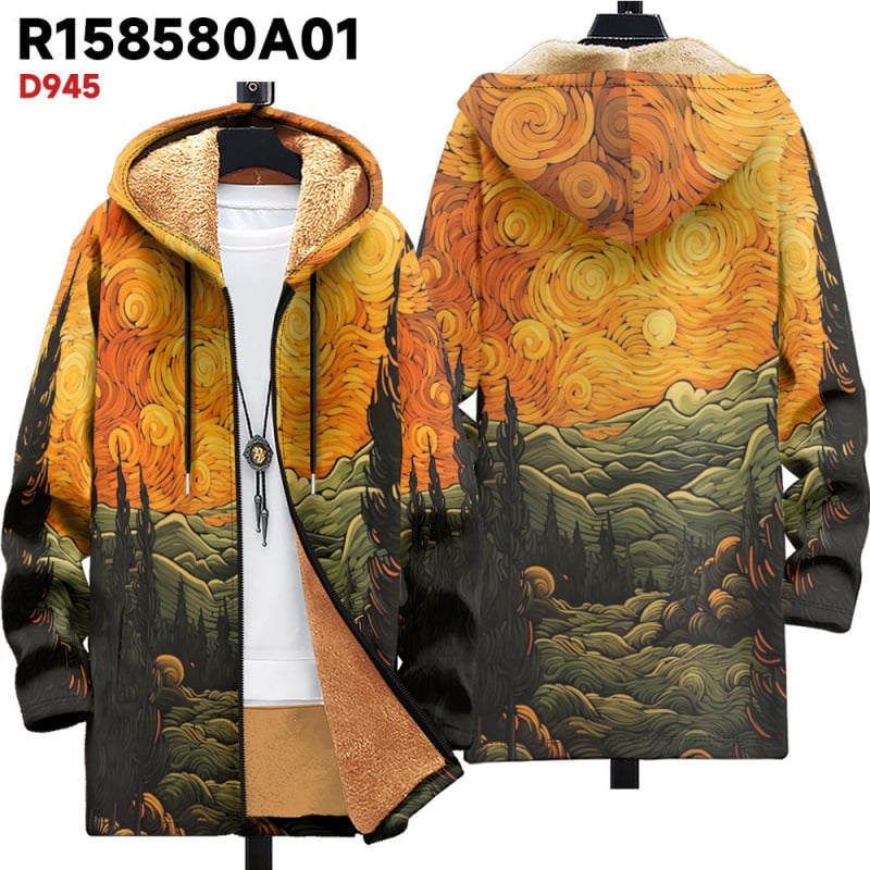 Зимно подплатено яке с качулка, камуфлажен 3D принт, подплата от флийс, полиестер пълнене, джобове патч тип