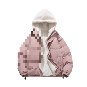 Мъжко качулено яке с полиестеров пълнеж и поларена подплата, фалшив двупластов дизайн, дебело, обратимо, цип отпред