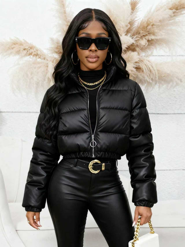 Moteriškas medvilninis švarkas su aukštu kaklu, užtrauktuku, ilgomis rankovėmis, trumpas ilgis ≤40 cm, 70-80% medvilnė, spandeks 20-30%