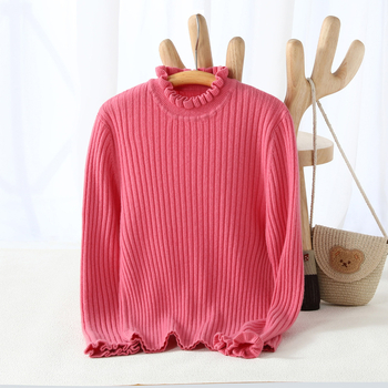 Παιδικό μαλλινο πουλόβερ με ημιψηλό γιακά, μακριά μανίκια, μονόχρωμο, καθημερινό στυλ, φθινοπωρο/χειμώνας 2024