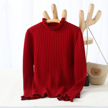 Παιδικό μαλλινο πουλόβερ με ημιψηλό γιακά, μακριά μανίκια, μονόχρωμο, καθημερινό στυλ, φθινοπωρο/χειμώνας 2024