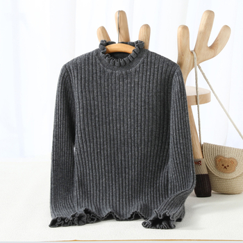 Παιδικό μαλλινο πουλόβερ με ημιψηλό γιακά, μακριά μανίκια, μονόχρωμο, καθημερινό στυλ, φθινοπωρο/χειμώνας 2024