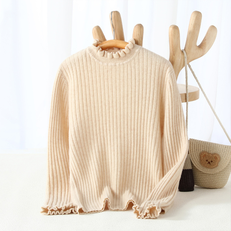 Παιδικό μαλλινο πουλόβερ με ημιψηλό γιακά, μακριά μανίκια, μονόχρωμο, καθημερινό στυλ, φθινοπωρο/χειμώνας 2024