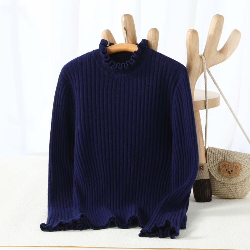 Παιδικό μαλλινο πουλόβερ με ημιψηλό γιακά, μακριά μανίκια, μονόχρωμο, καθημερινό στυλ, φθινοπωρο/χειμώνας 2024