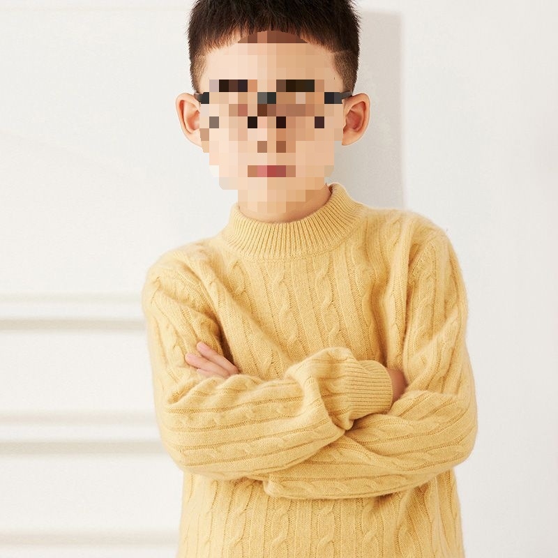 Pulover tricotat pentru copii din bumbac moale, mâneci lungi, culoare solidă, pentru iarnă