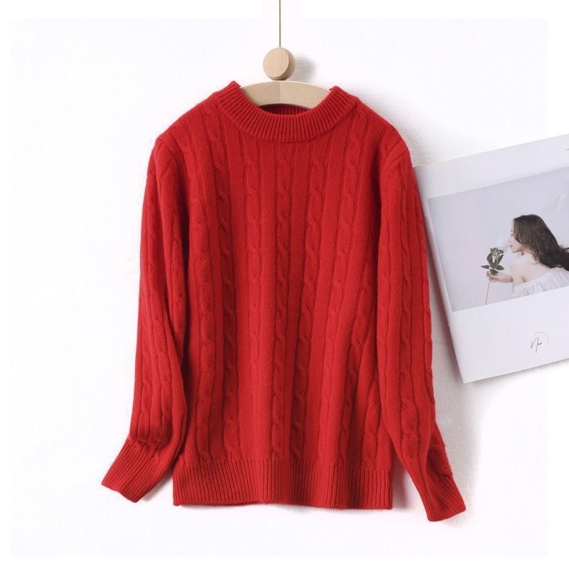 Pulover tricotat pentru copii din bumbac moale, mâneci lungi, culoare solidă, pentru iarnă