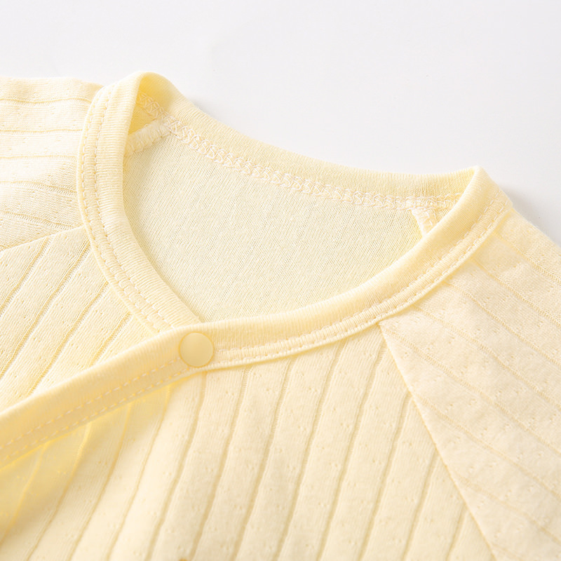 Новородено памучен ромпер с крачета, дълги ръкави, диагонално закопчаване и връзка