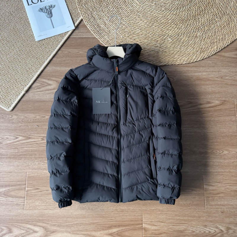 Памучно подплатено мъжко яке, качулка, цип - зима 2025