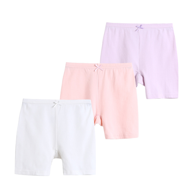 Meitenēm vasaras drošības šorti ar dubultiem slāņiem, kokvilna 95% + spandex 5%, vidēja josta ar elastīgu jostu, trīsdaļas drošības šorti