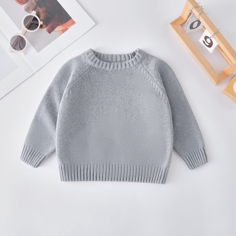Bērnu adītais džemperis, universāls, no kokvilnas, apaļš kakls, mīksta apstrāde, rudens-ziemas sezonai