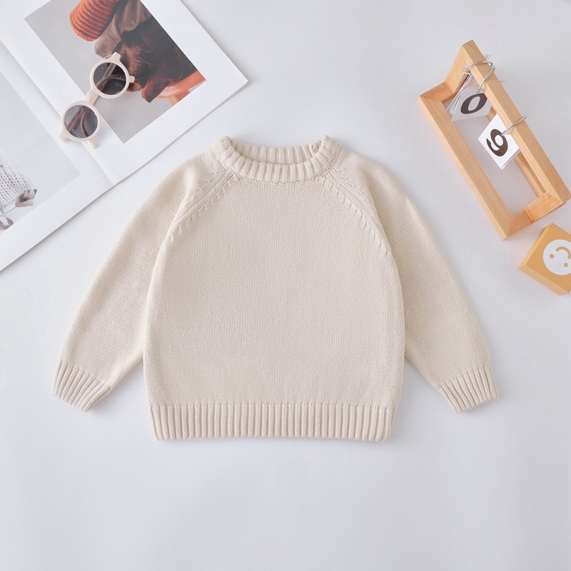 Bērnu adītais džemperis, universāls, no kokvilnas, apaļš kakls, mīksta apstrāde, rudens-ziemas sezonai