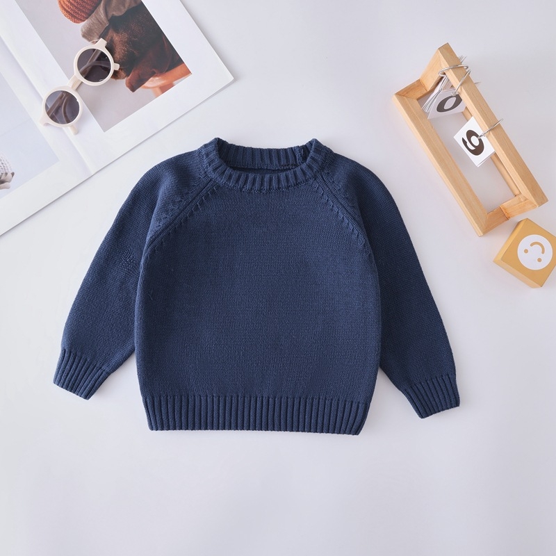 Bērnu adītais džemperis, universāls, no kokvilnas, apaļš kakls, mīksta apstrāde, rudens-ziemas sezonai