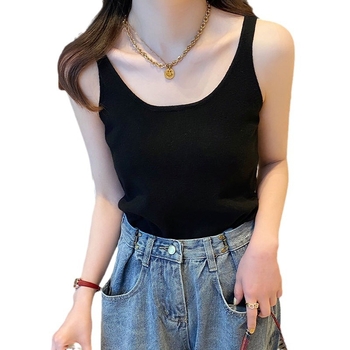 Ženski pleteni top bez rukava, vanjski top, 3D uzorak, široka silueta, Ice Silk tkanina od regenerirane celuloze 50–70% i Spandex 30–50%, proljeće 2024